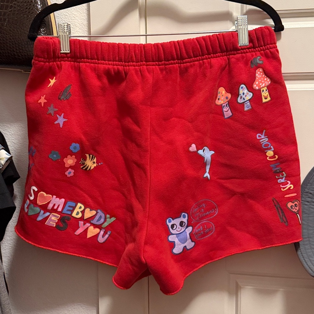 Somebody Loves You Sweat Shorts in Cherry Red - Picture 6 of 7